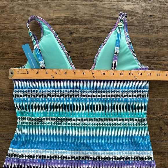 NWT Bleu Rod Beattie size 10 Tankini Swim Top Purple Turquoise Swimsuit New - Picture 7 of 7